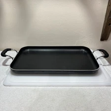 T-fal 18"x11" Double Burner Griddle, Nonstick Cookware Black Insulated Handles
