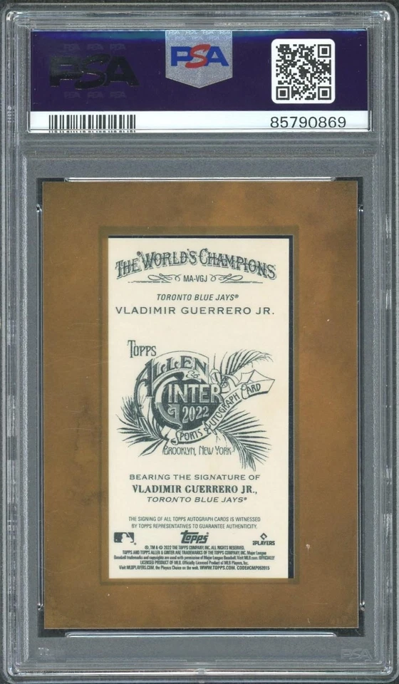 2022 Topps Allen Ginter Vladimir Guerrero Jr Mini Framed Auto #MAVGJ PSA 10 - Image 2 of 2