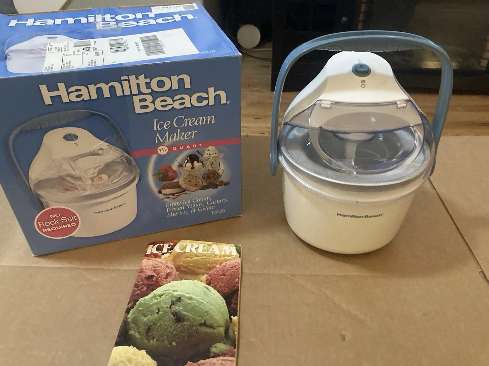 Hamilton Beach Ice cream Maker 1 1/2 Quart. 68220 New open Box W/ Recipe Book
Opens in a new window