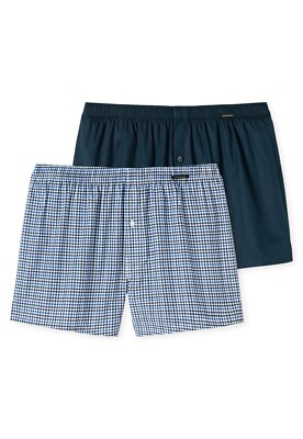 Schiesser Boxer Uomo – Mutande In Cotone Ed Elastan, Jersey Elasticizzato, Nero Con Bordi Bianchi, Serie 1875