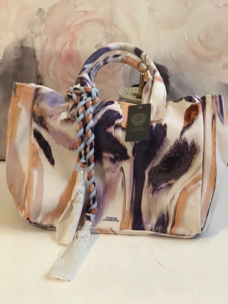 Vince camuto printed canvas tote clearance