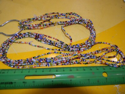 FOUR 44'' Strands - Tiny - Small  Glass Multi Color Seed Beads  Ghana  African #3