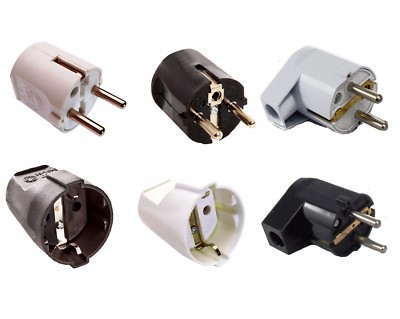 AS - Schwabe Schukostecker Stromstecker in schwarz / weiß Kupplung Stromkabel
