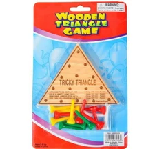 1 NEW WOODEN TRICKY TRIANGLE GAME BRAIN TEASER PEG CHALLENGE IQ TEST PARTY FAVOR