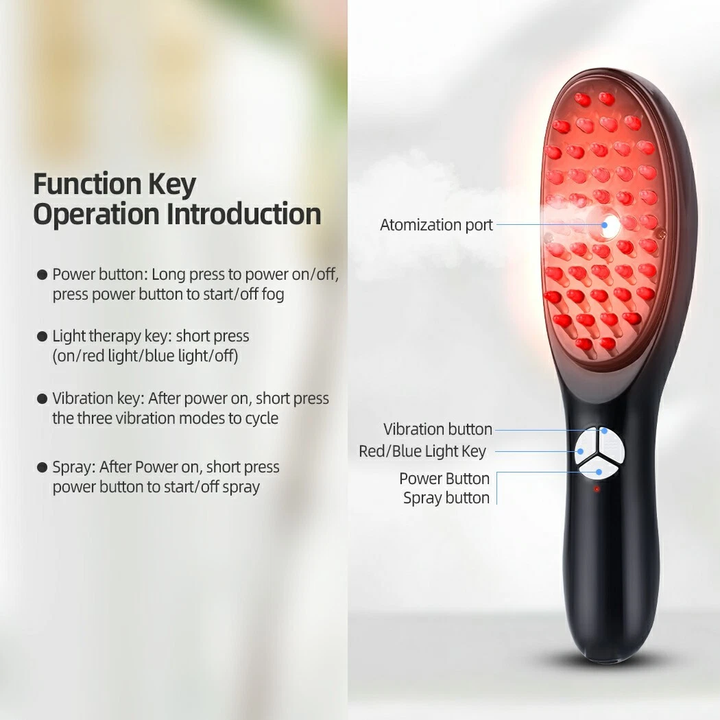 Electric Light Therapy Massage Comb Vibrate Phototherapy Hair