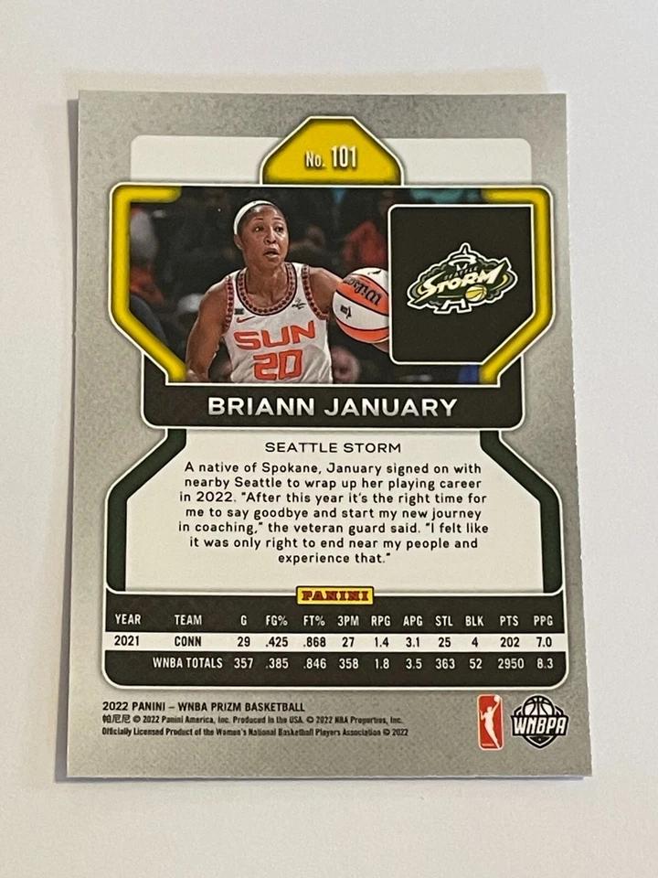 2022 Panini WNBA Prizm Basketball #101 - Briann January - Seattle Storm - Image 2 of 2