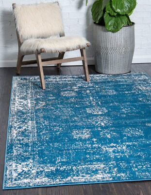 Unique Loom Sofia Collection Area Rug - Casino (5' 1'' x 8' Rectangle, Blue/ I...