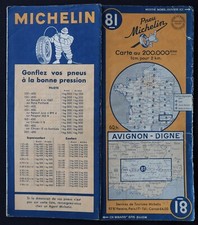 Carte MICHELIN 81 AVIGNON DIGNE 1949 Guide Bibendum pneu tyre map