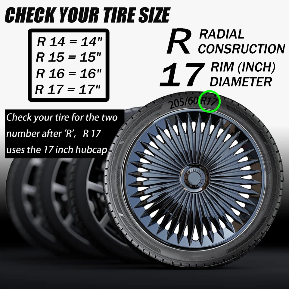 4 PCS 17" Wheel Covers Full Hub Caps R17 Rim fit for Volkswagen Beetle 2010-2019 - Image 2 of 4