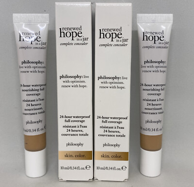 2 Philosophy Renewed Hope in a jar COMPLETE CONCEALER 5.5 BEIGE Waterproof NEW