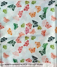 Dear Stella 100% Cotton Quilting Fabric with colorful butterflies - 1 yard