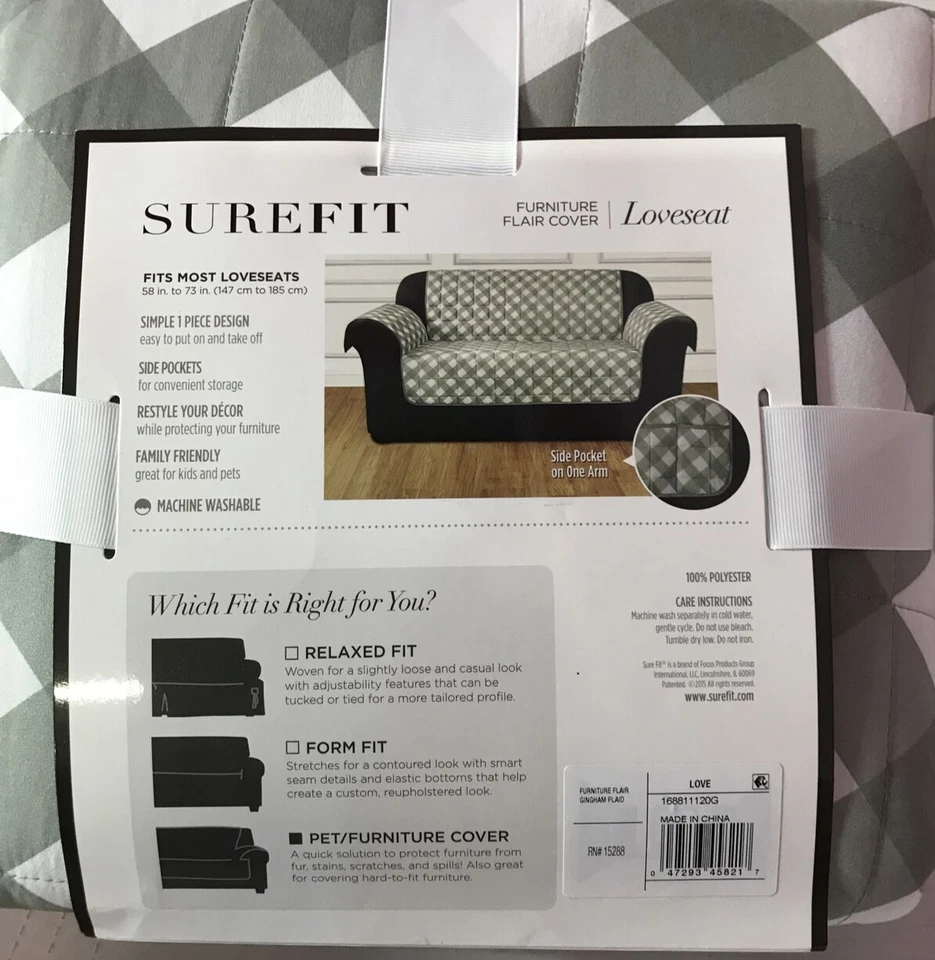 🛖 Cubierta estilo muebles Loveseat SureFit 58'' X 73'' (BLANCO Y verde)🆕 Foto 2 de 2