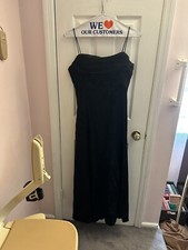 Black Spaghetti Strap Prom Dress.  Floral brocaded pattern in fabric. Size 8.
