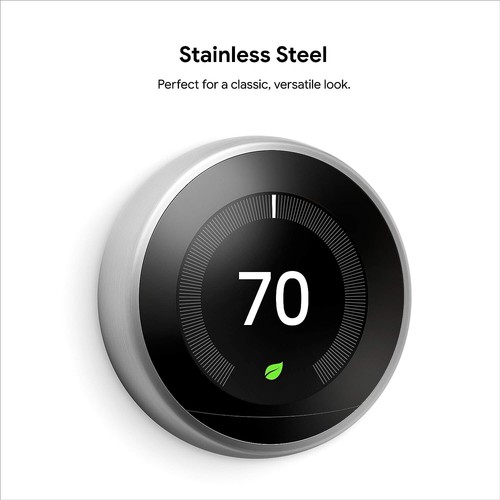 Google Nest T3007ES Wi-Fi Learning Thermostat - Stainless Steel - Picture 2 of 11