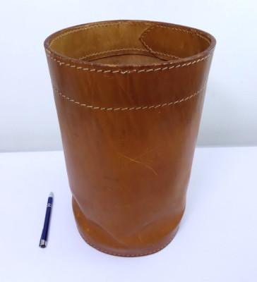 Ørskov Leder Papierkorb 1960er Danish Design Vintage MCM Interior Sattelleder