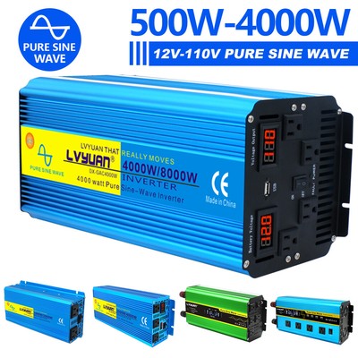 500W 1000W 2000W 3000W 4000W Pure Sine Wave Power Inverter  12v TO  110v 120V