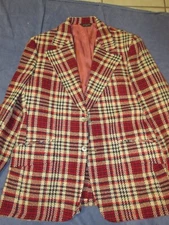 Vtg Sport Coat Blazer by Sportsman RICHMAN Brothers - 42R - Red/Blue/Tan PLAID