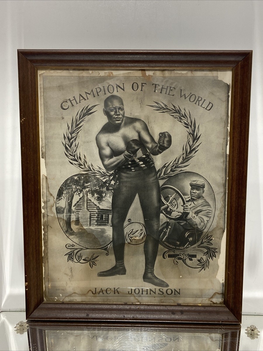 Jack Johnson モノクロポスター 1909 Jack Johnson Champion of the World Original Vintage