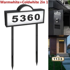 Solar LED Address Sign Light Stake Lighted House Numbers for Home Street Yard US