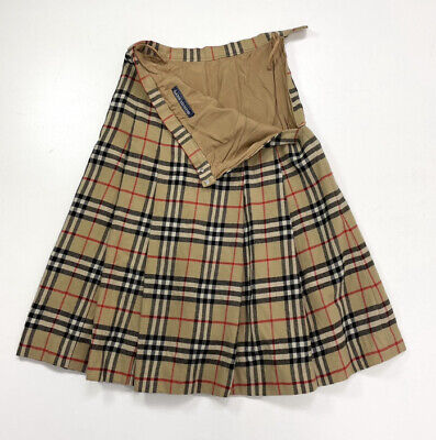 Vintage Burberry Womens Wool Skirt Pleated Nova Check - Size 6 - 8