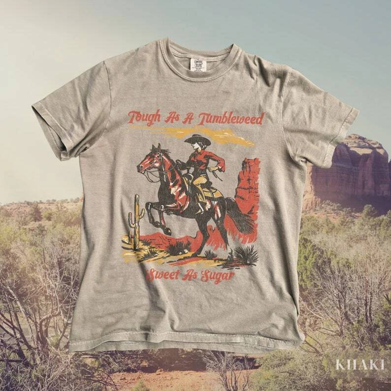 ALEXANDER MCQUEEN Maglietta Vintage Tough As A Tumbleweed Sweet As Sugar T shirt retrò Country Western