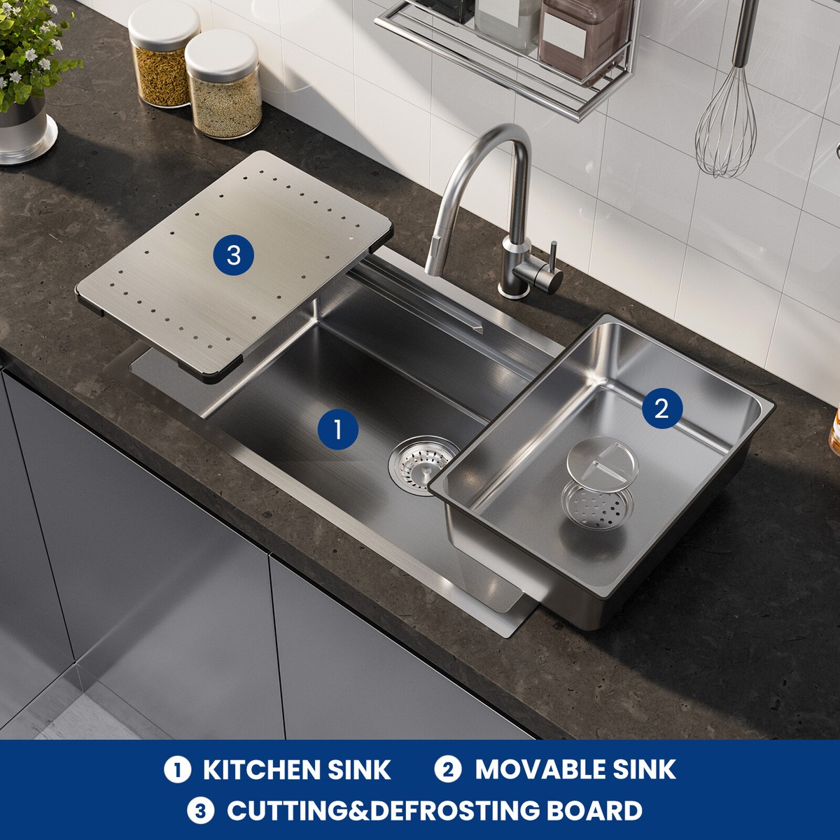 Eckiges Küchensieb Von LAPYAPPE - Edelstahl Sieb Mit Doppelgriffen