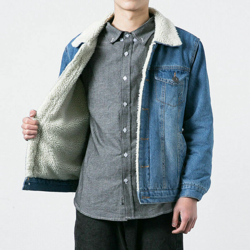 Unisex Adult Wool Sherpa Fleece Lined Denim Jacket Jeans Unisex Adult Wool Sherpa Fleece Lined Denim Jacket Jeans