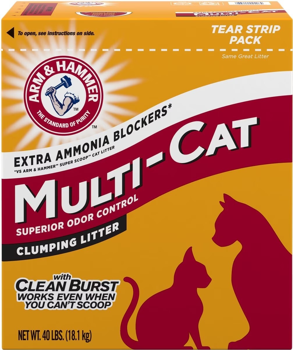 2 x Arm & Hammer Multi-Cat Superior Odor Control Burst Clumping Litter, 40-lb