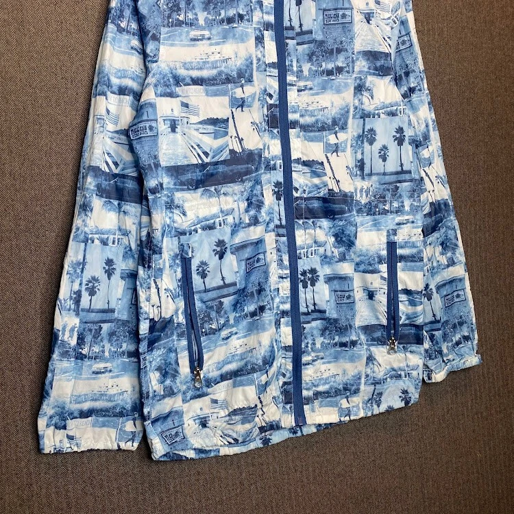 Chaqueta Cortavientos Chip & Pepper Para Hombre Pequeña Azul Estampado Gráfico Surf Playa Y2k  Foto 4 de 4