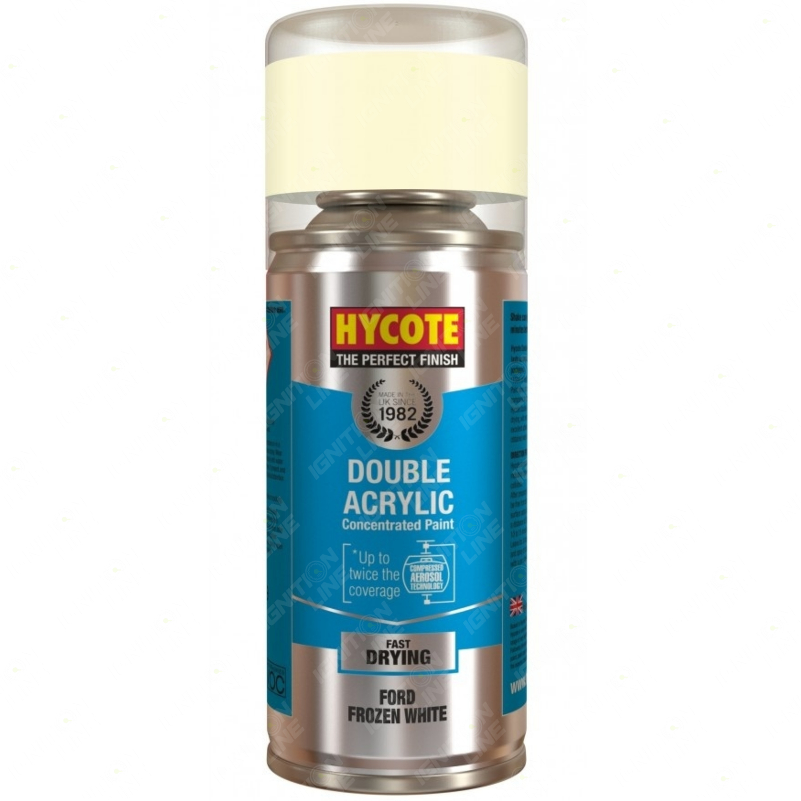 Hycote Ford Frozen White Double Acrylic Gloss Spray Paint All-Purpose 150ml