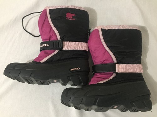 SOREL Winter Snow Boots w/Felt Liners Pink Fuchsia & Black Girl's Size 5 - Picture 8 of 12