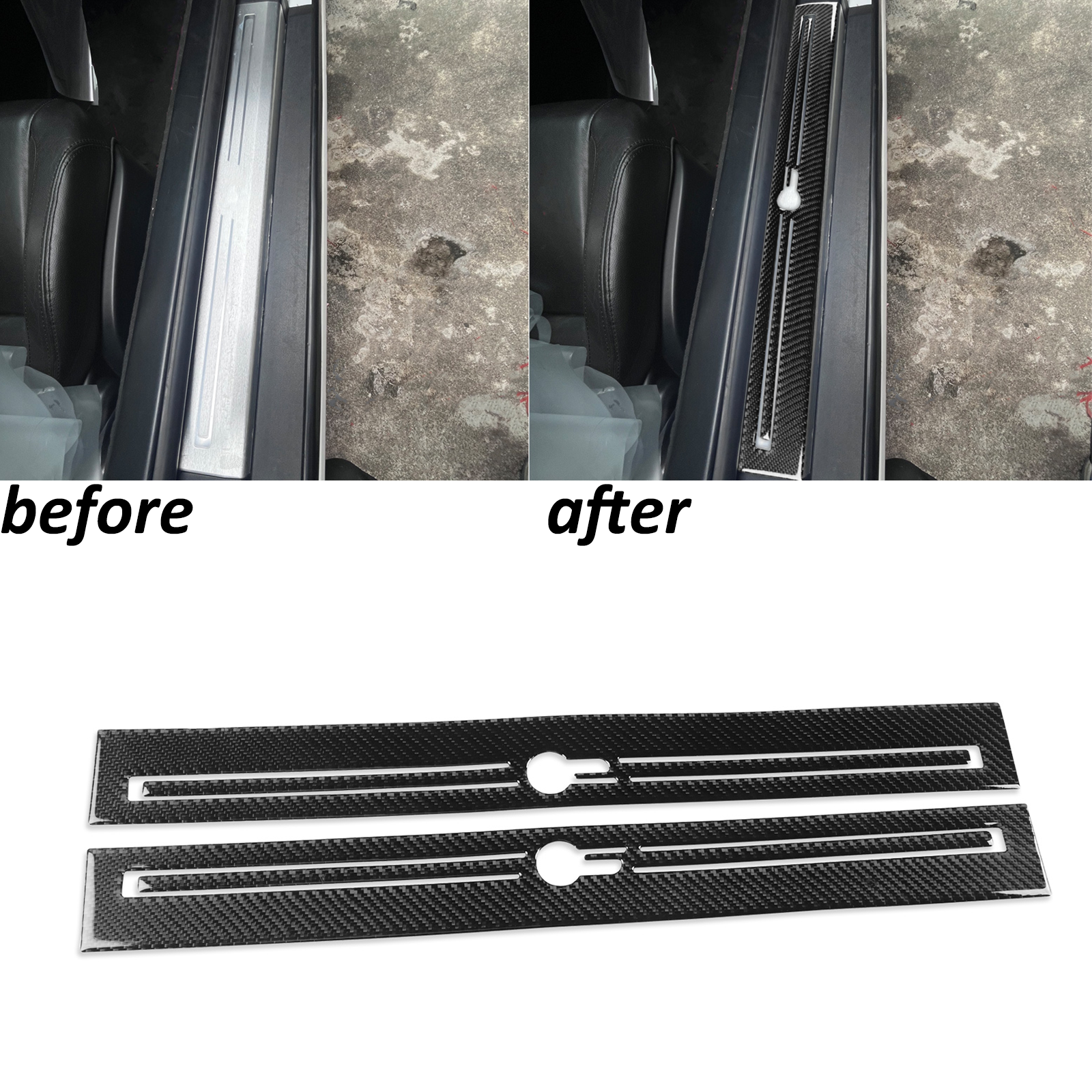 Real Carbon Fiber Interior Door Sill Panel Cover Trim For Jaguar F-Type 2014-24