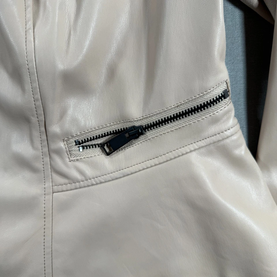 GILI Full Zip Leather Jacket Womens 18W Beige Got it Love it Vintage - Image 2 of 4