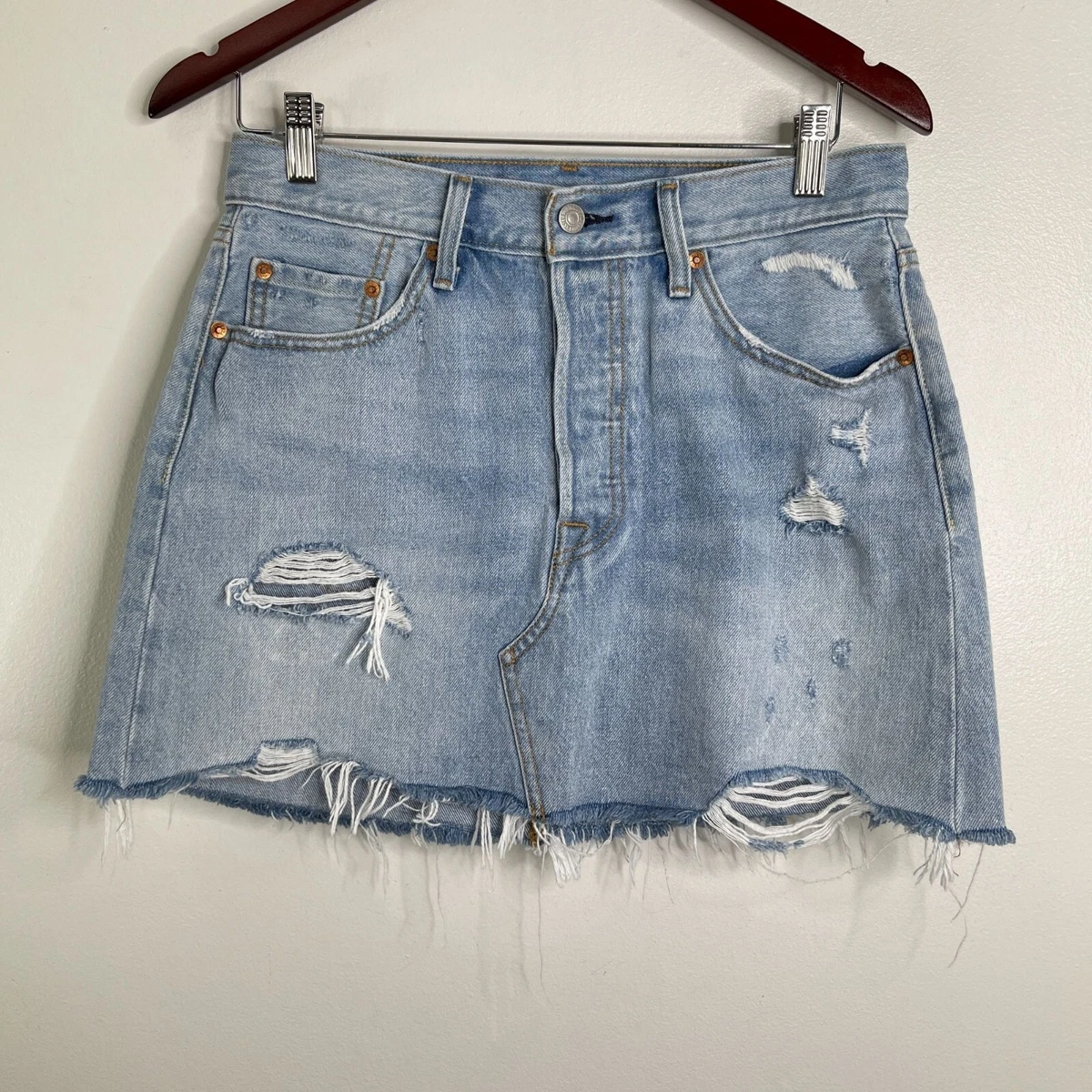 Levi's deconstructed skirt zwart hot sale