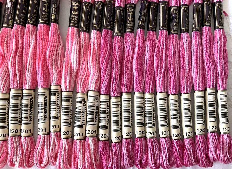 Anchor Embroidery Floss Lot of 22 Shades of Pinks Variegated #1201 #1207 New - Image 3 of 4
