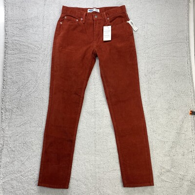 #ad Old Navy Pants Mens 30x32 Corduroy Orange Rust High Rise Skinny Built in Flex $18.99