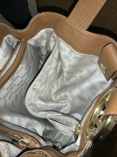 Michael Kors Fulton Purse Carmel Brown Pebbled Leather Shoulder Bag Tote Shopper - Picture 15 of 17