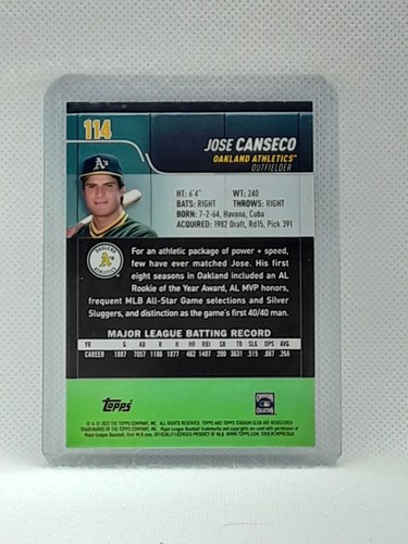 Jose Canseco 2022 Topps Stadium Club - #114 - Oakland Athletics - Picture 2 of 2
