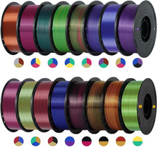 16KG Silk PLA Filament Bundle 1.75Mm, Dual and Tri Color 3D Printer Multicolor F