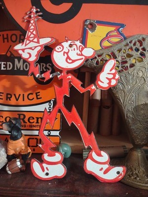 VINTAGE REDDY KILOWATT ノベルティ 3点まとめ売り VINTAGE RARE REDDY KILOWATT PORCELAIN ENAMEL METAL SIGN SIZE 10