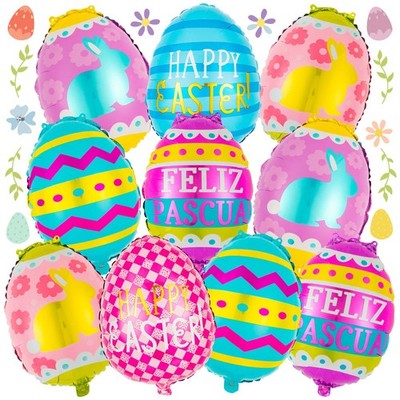 40 PCS Easter Foil Balloons, Happy Easter Egg Balloon, Egg Mylar Balloons for...