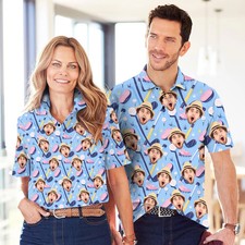 Custom Face Golf Polo Shirt Personalized Photo Design Gift Idea