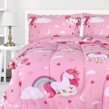 All Season Unicorn Comforter Set with 2 Pillow Cases, 3 Piece Soft Brushed Mi...
