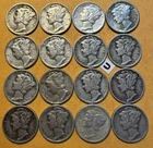 Mercury Dimes Lot of 16 90% Silver - 1940's  [U]