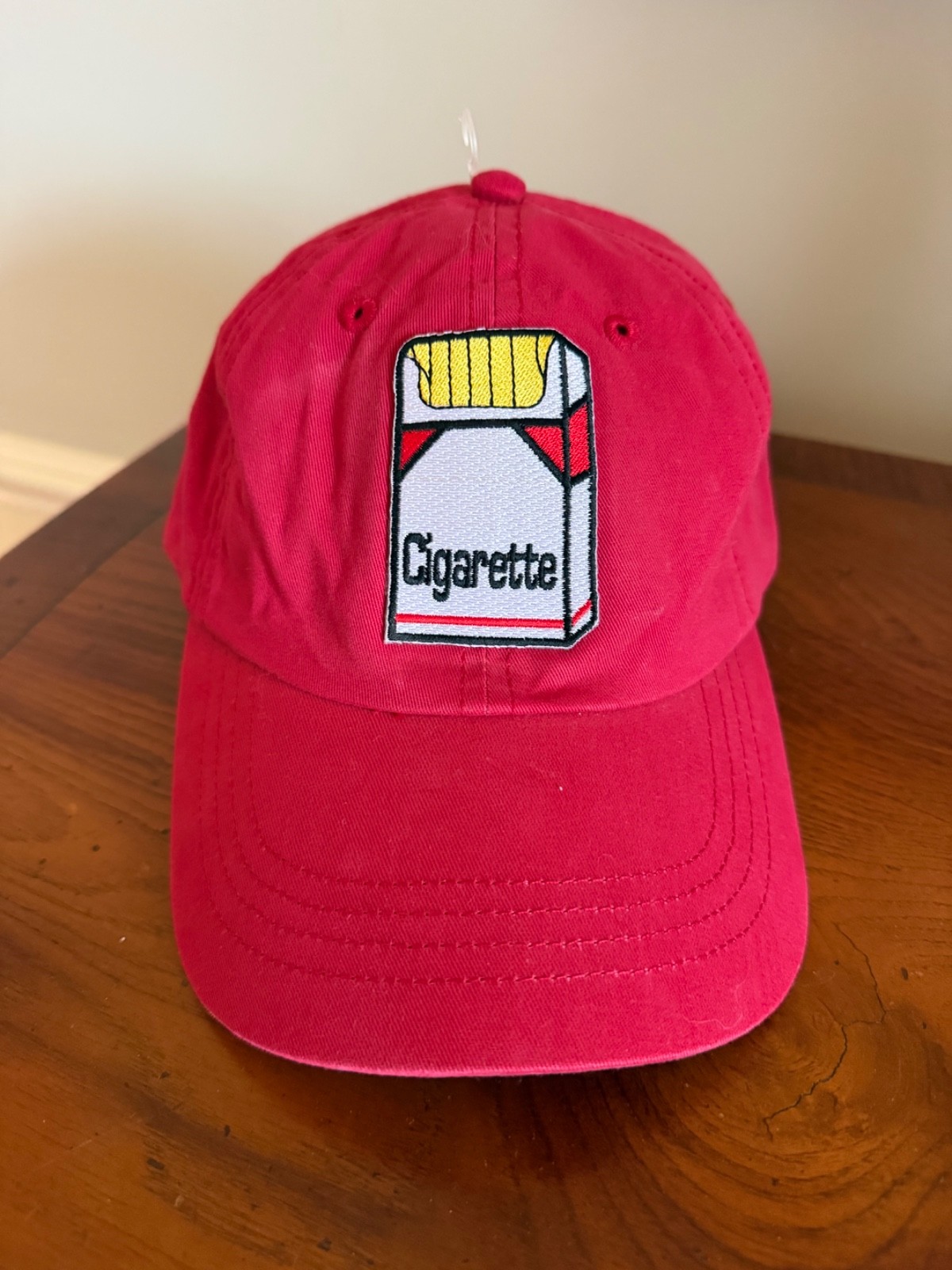Vintage Cigarettes Patch Red Strapback Hat Logo 1… - image 1