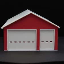 1:64 Red Fire Station Based On day township Fire Station-Movable Doors-Pole Barn