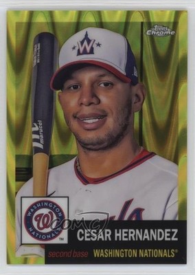 2022 Chrome Platinum Anniversary Yellow RayWave Refractor Cesar Hernandez 3f4