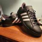 Adidas Grand Court 2.0 Black w/ White Stripe Logo, Gold Metalic Letters, Mens 12 — photo 1