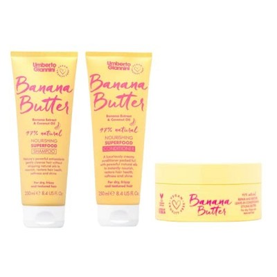 Umberto Giannini Banana Butter Nourishing Superfood Shampoo, Conditioner & Styli