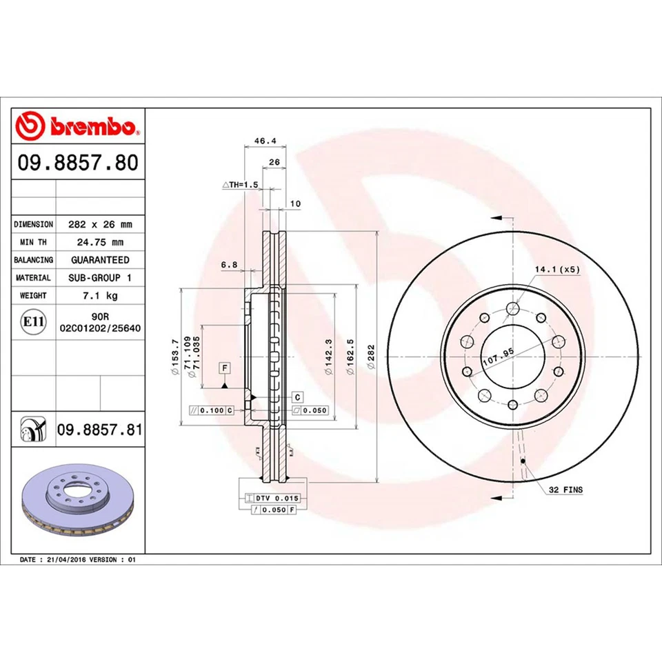 Kit de pastillas de freno rotores de freno delanteros OE Brembo Prime para Ford Windstar 1999-2003 Foto 4 de 4